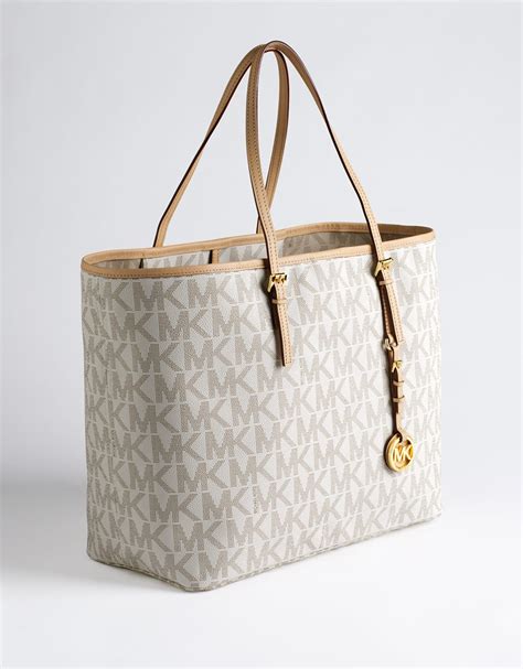 michael kors meredith signature logo print tote white|michael kors totes.